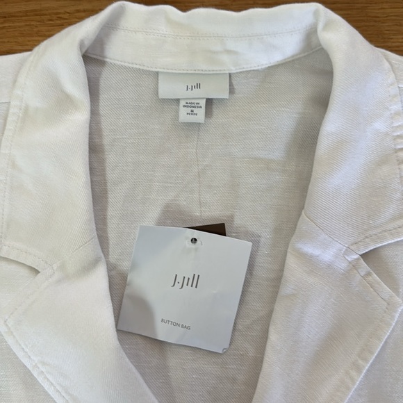 J. Jill Women's White Linen Blazer Medium Petite New Cinch Waist Lightweight - Picture 5 of 8